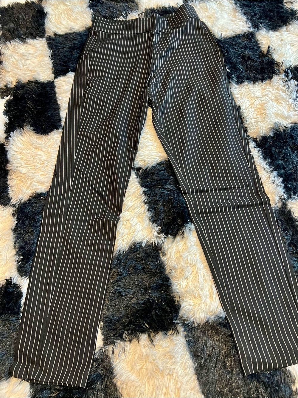 Who What Wear Black Pinstripe Trousers